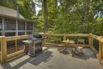 Large Open Deck with a Gas Grill and Gas Fire-Pit Over looking the View